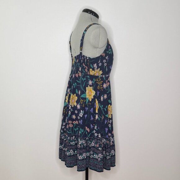 Old Navy Navy Blue Floral Sleeveless Ruffle Hem Midi Dress - Size XL - Picture 5 of 7